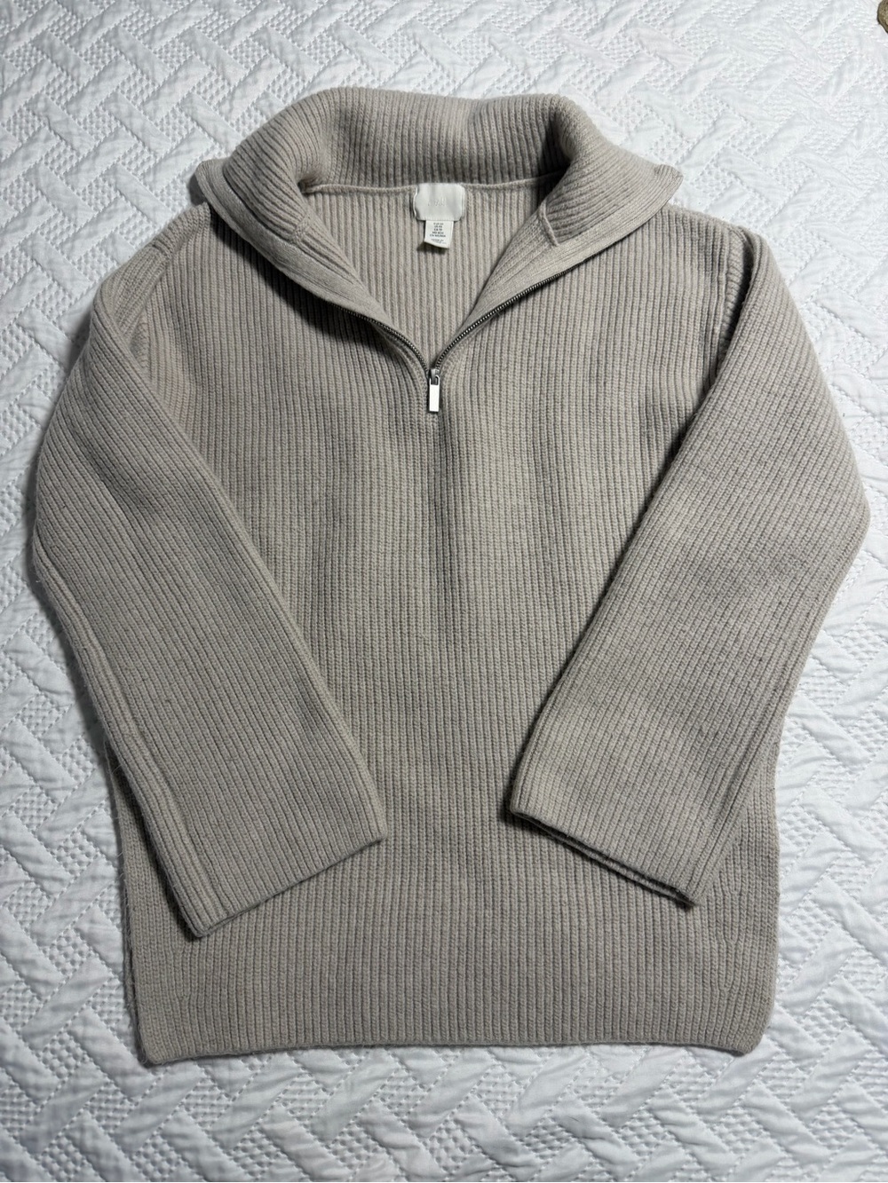 H&M Womenโs XS Extra Small Quarter Zip Ribbed Sweater